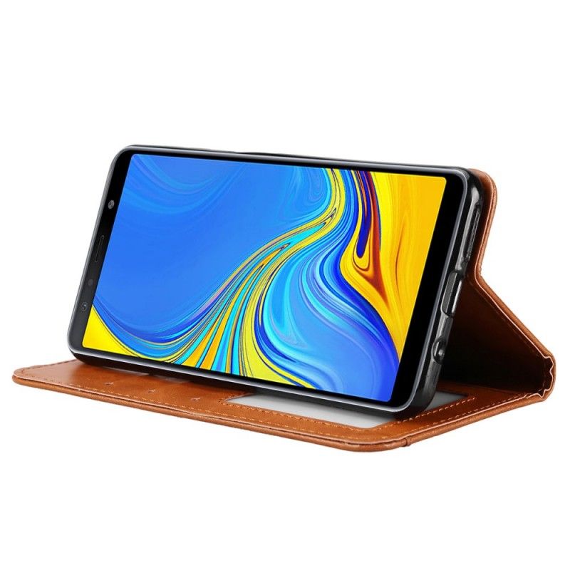 Flip Kotelot Samsung Galaxy A70 Czerwony Czarny Etui Na Karty Ze Sztucznej Skóry Etui Ochronne