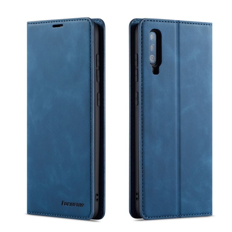 Flip Kotelot Samsung Galaxy A70 Czerwony Czarny Etui na Telefon Forwenw Efekt Skóry