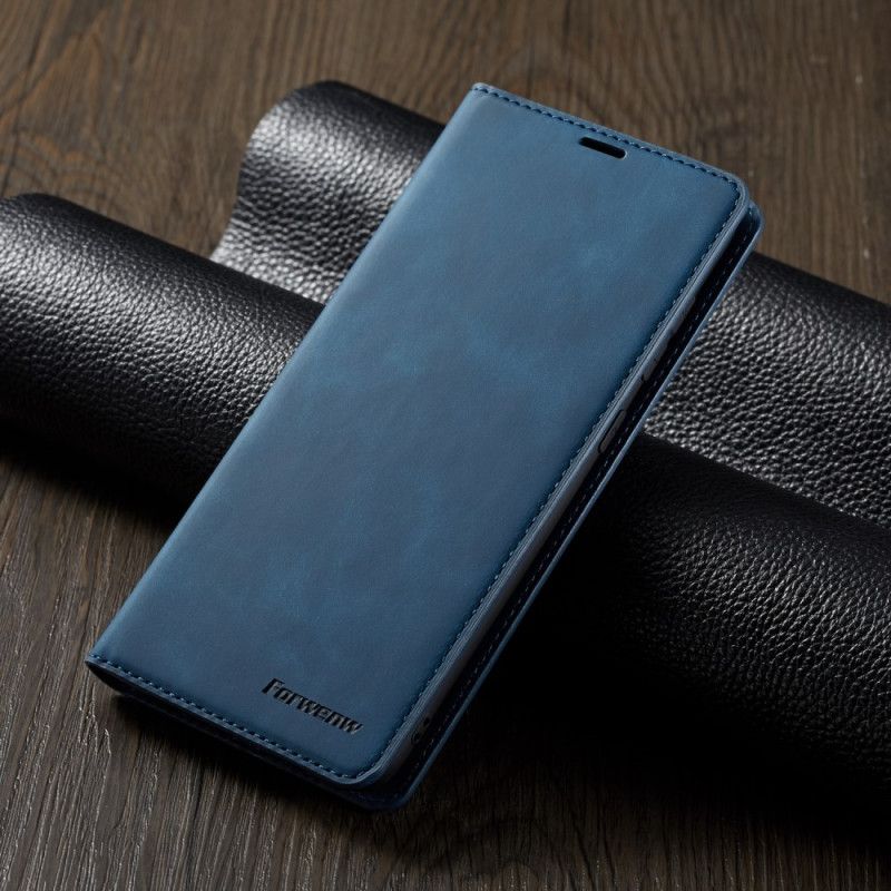 Flip Kotelot Samsung Galaxy A70 Czerwony Czarny Etui na Telefon Forwenw Efekt Skóry