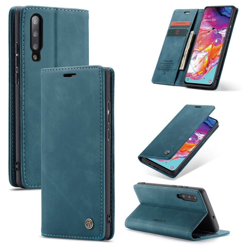 Flip Kotelot Samsung Galaxy A70 Granatowy Czarny Etui Z Imitacji Skóry