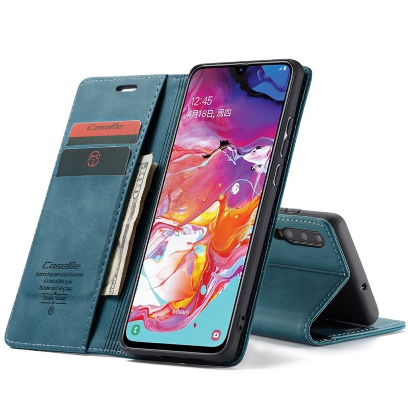 Flip Kotelot Samsung Galaxy A70 Granatowy Czarny Etui Z Imitacji Skóry