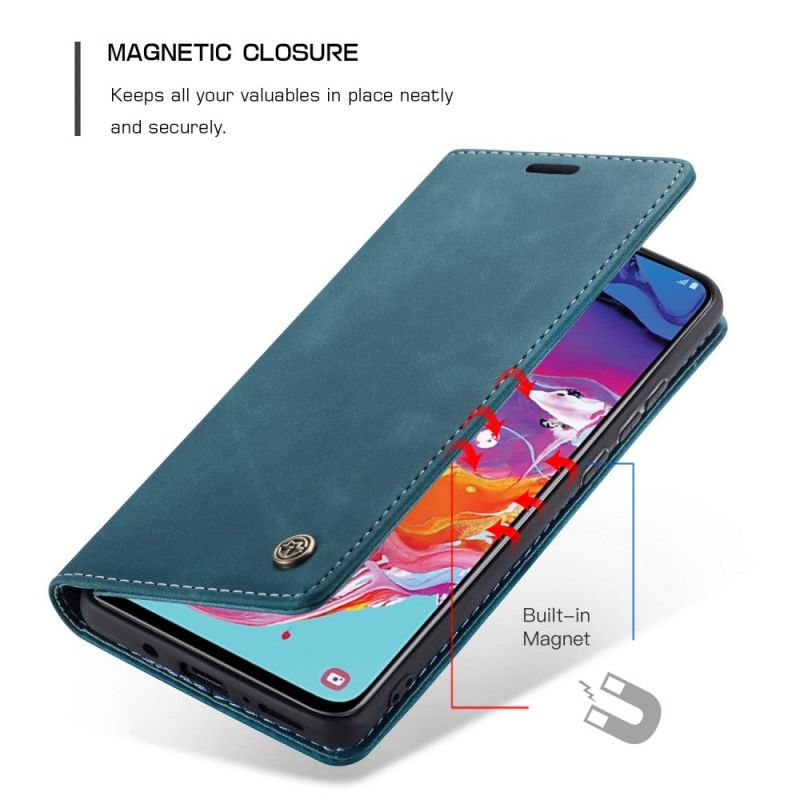 Flip Kotelot Samsung Galaxy A70 Granatowy Czarny Etui Z Imitacji Skóry