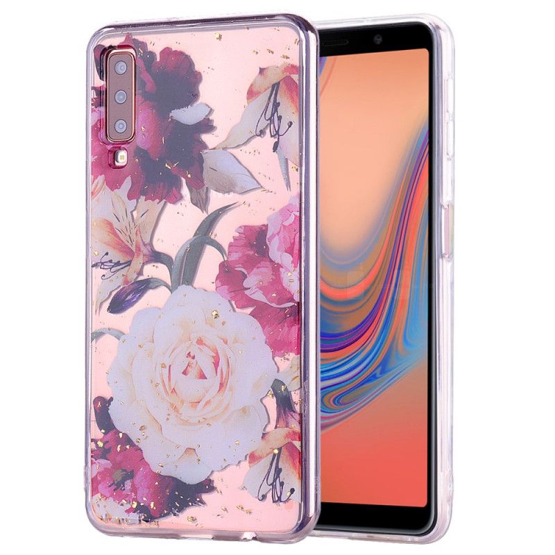 Futerały Samsung Galaxy A70 Etui na Telefon Kwiaty I Brokat