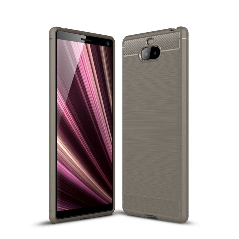 Etui Sony Xperia 10 Plus Szary Czarny Szczotkowane Włókno Węglowe