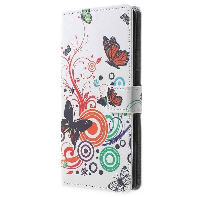 Etui Folio Samsung Galaxy Note 9 Fioletowy Motyle I Kwiaty Etui Ochronne