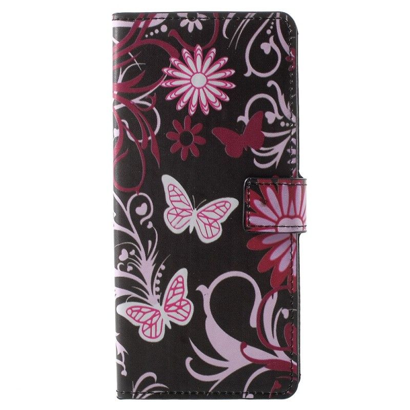 Etui Folio Samsung Galaxy Note 9 Fioletowy Motyle I Kwiaty Etui Ochronne