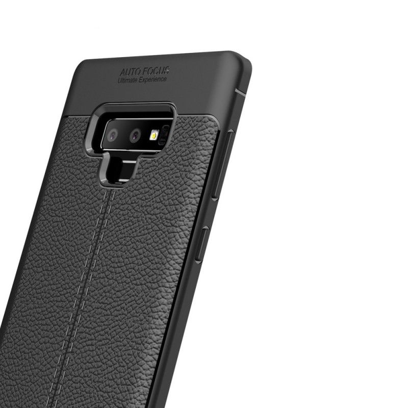 Etui Samsung Galaxy Note 9 Szary Czarny Efekt Skóry Z Podwójną Linią Liczi Etui Ochronne