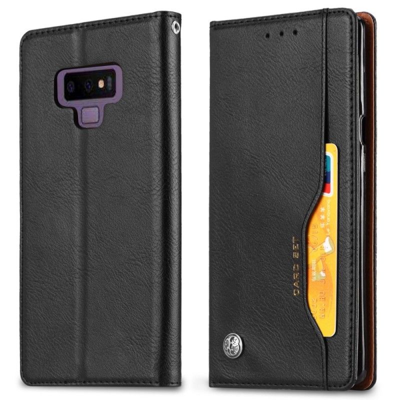 Flip Kotelot Samsung Galaxy Note 9 Brązowy Czarny Etui Na Karty Ze Sztucznej Skóry Etui Ochronne