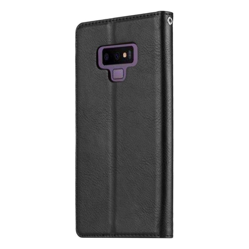 Flip Kotelot Samsung Galaxy Note 9 Brązowy Czarny Etui Na Karty Ze Sztucznej Skóry Etui Ochronne