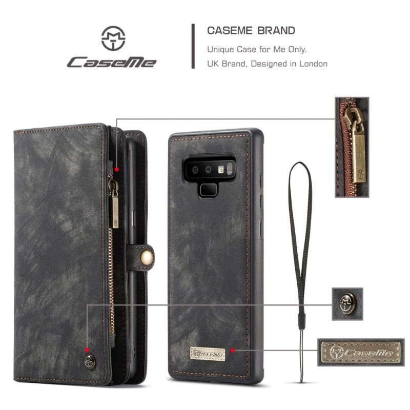 Obudowa Samsung Galaxy Note 9 Czerwony Czarny Vintage Skórzane Etui