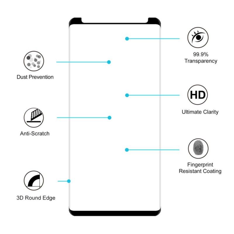 Zakrzywiona Osłona Ze Szkła Hartowanego 3D Samsung Galaxy Note 9 Przezroczysty Czarny