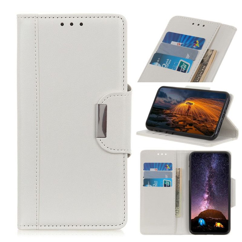 Etui Folio Huawei Nova 6 Biały Czarny Eleganckie Zamknięcie Ze Sztucznej Skóry Etui Ochronne