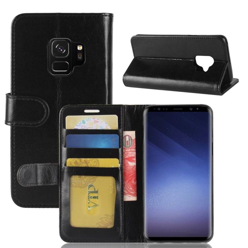 Etui Folio Samsung Galaxy S9 Biały Czarny Efekt Skóry Etui Ochronne