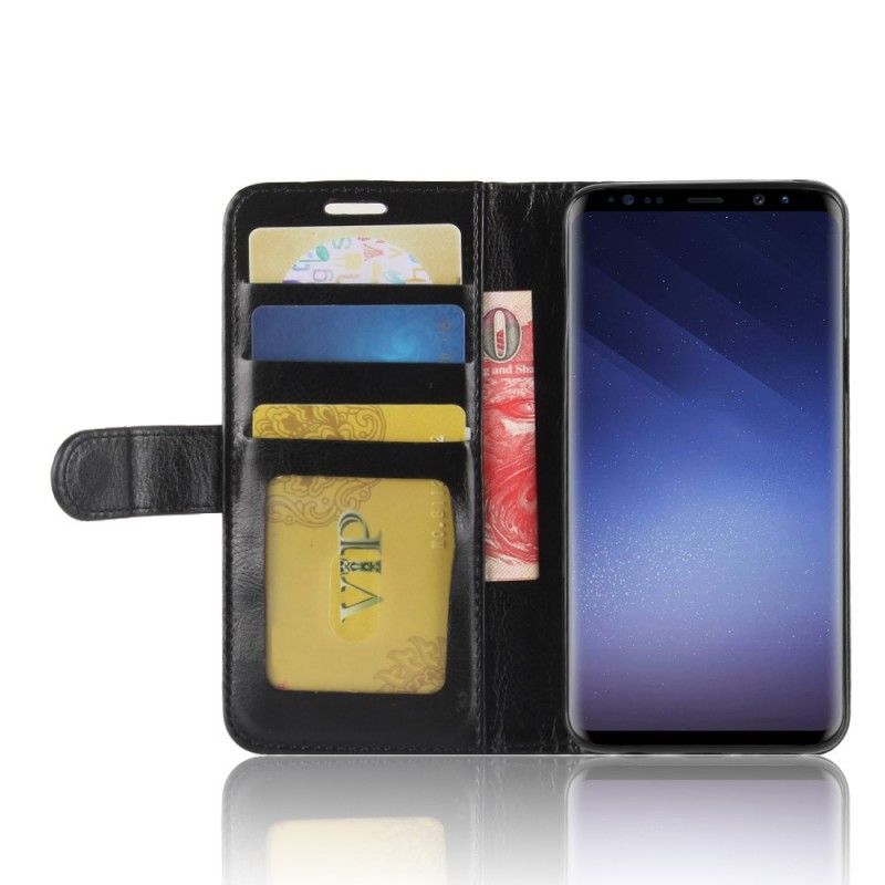 Etui Folio Samsung Galaxy S9 Biały Czarny Efekt Skóry Etui Ochronne