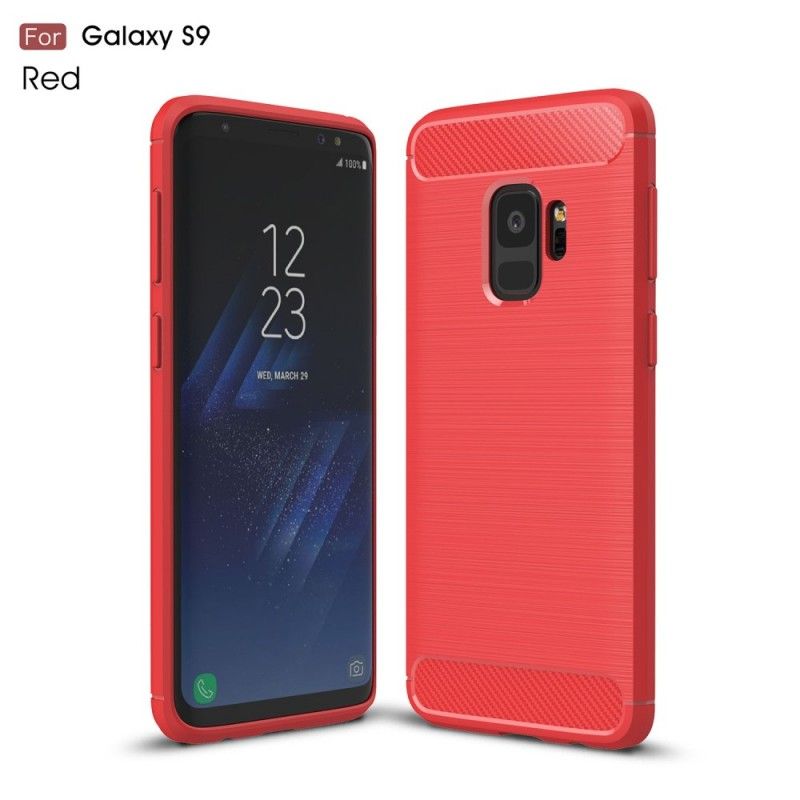 Etui Samsung Galaxy S9 Czerwony Czarny Szczotkowane Włókno Węglowe Etui Ochronne