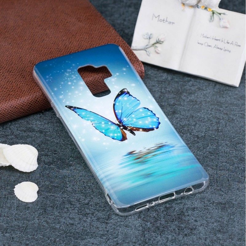 Etui Samsung Galaxy S9 Fluorescencyjny Niebieski Motyl