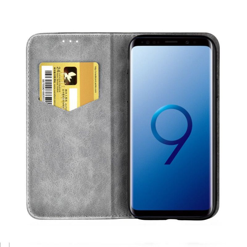 Flip Kotelot Samsung Galaxy S9 Szary Dwukolorowy Efekt Skóry