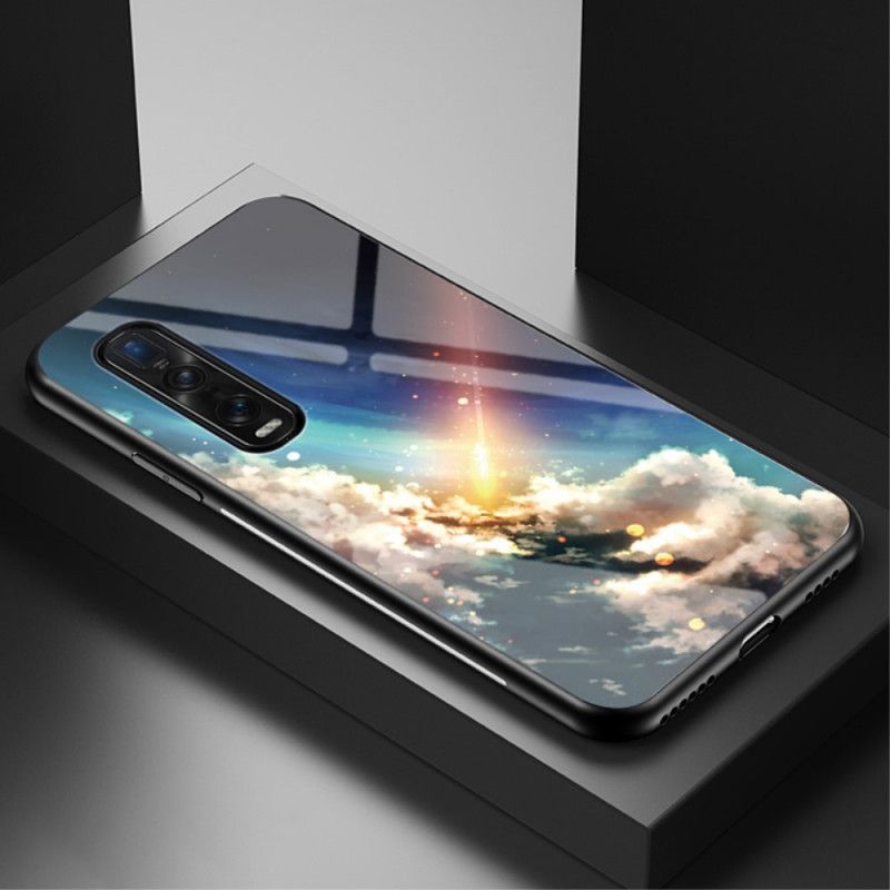 Etui Oppo Find X2 Pro Biały Czarny Hartowane Szkło Gwiaździste Niebo Etui Ochronne