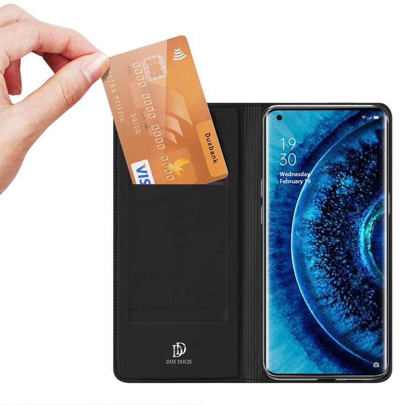 Flip Kotelot Oppo Find X2 Pro Ciemnoniebieski Skóra Pro Dux Ducis Etui Ochronne