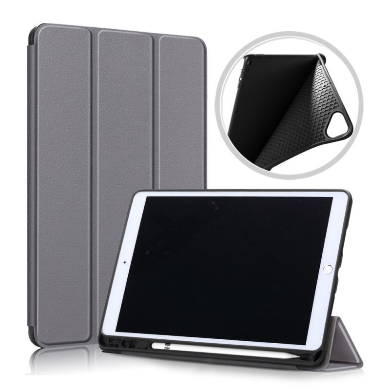 Eleganckie Etui Imitacja Skóry iPad 10.2" (2019) (2020) Szary Czarny Z Uchwytem Na Ołówek