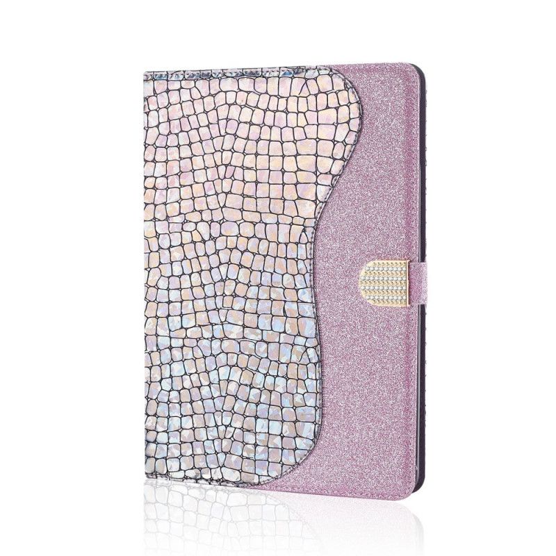 Etui Folio iPad 10.2" (2019) (2020) Fioletowy Jasnoniebieski Brokatowy Krokodyl Etui Ochronne