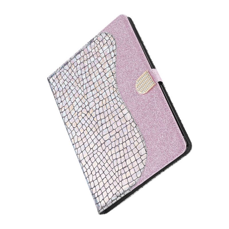 Etui Folio iPad 10.2" (2019) (2020) Fioletowy Jasnoniebieski Brokatowy Krokodyl Etui Ochronne