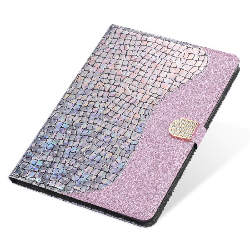 Etui Folio iPad 10.2" (2019) (2020) Fioletowy Jasnoniebieski Brokatowy Krokodyl Etui Ochronne