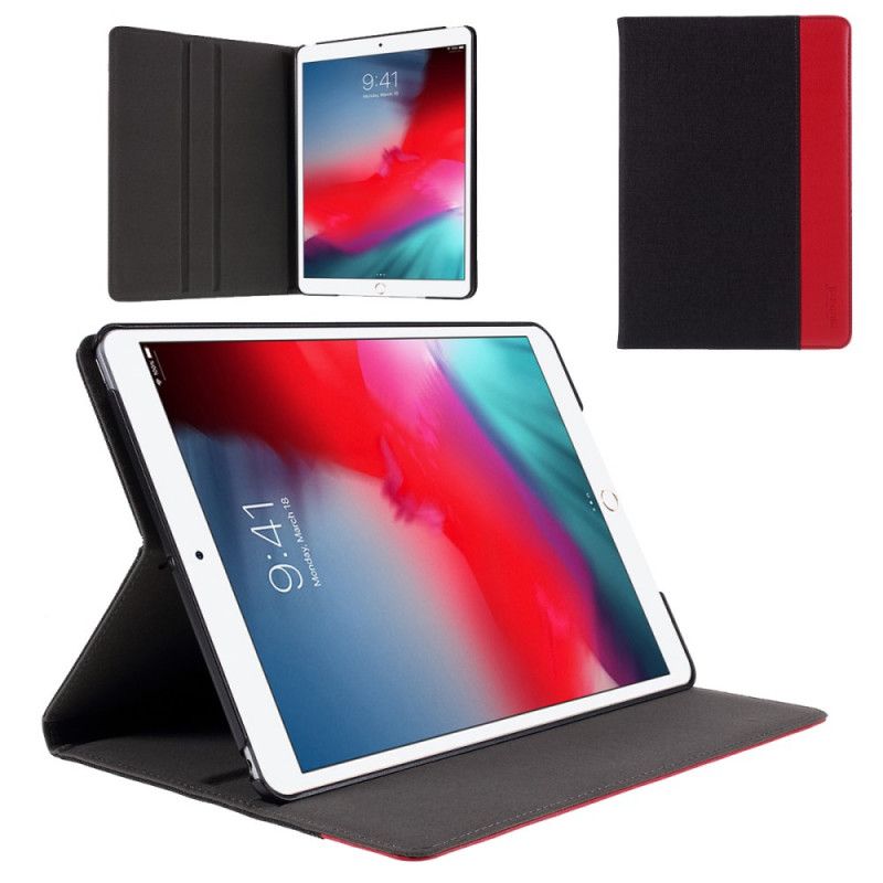 Etui iPad 10.2" (2019) (2020) Czerwony Czarny Tkanina Mutural I Imitacja Skóry