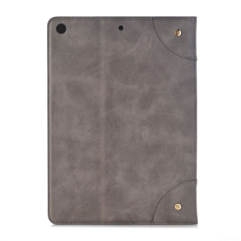 Etui iPad 10.2" (2019) (2020) Szary Czarny Efekt Skóry Retro Z Nitami