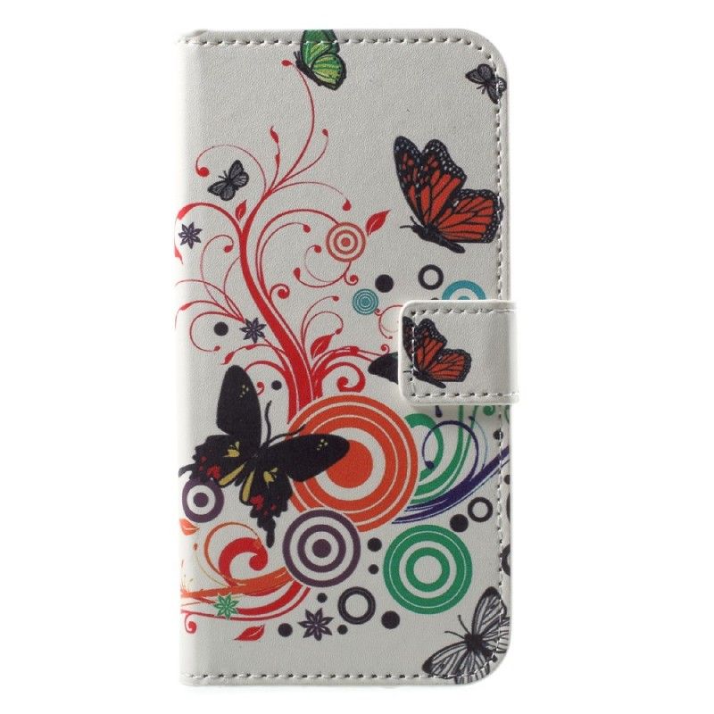 Etui Folio Honor 9 Fioletowy Czarny Motyle I Kwiaty Etui Ochronne