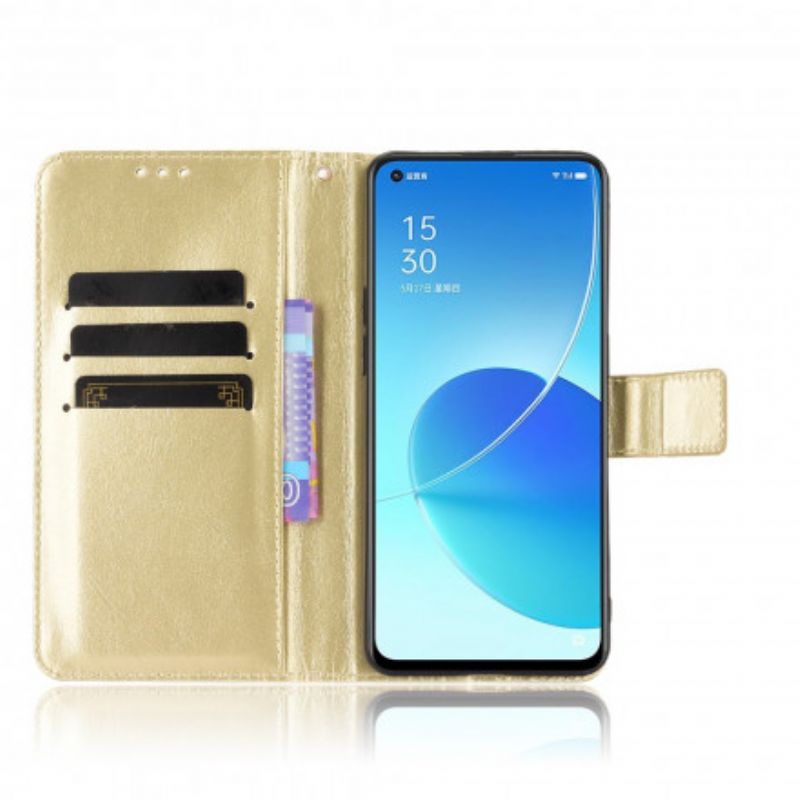 Etui Folio Do Oppo Reno 6 5g Błyszcząca Sztuczna Skóra