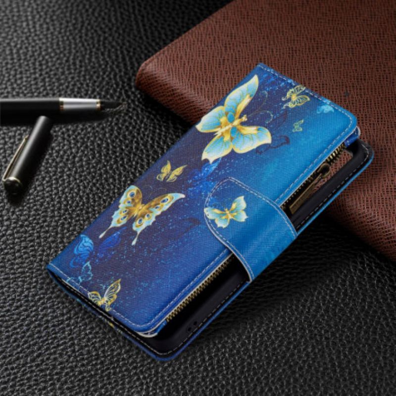 Etui Folio Do Oppo Reno 6 5g Kieszeń Na Zamek W Kształcie Motyla