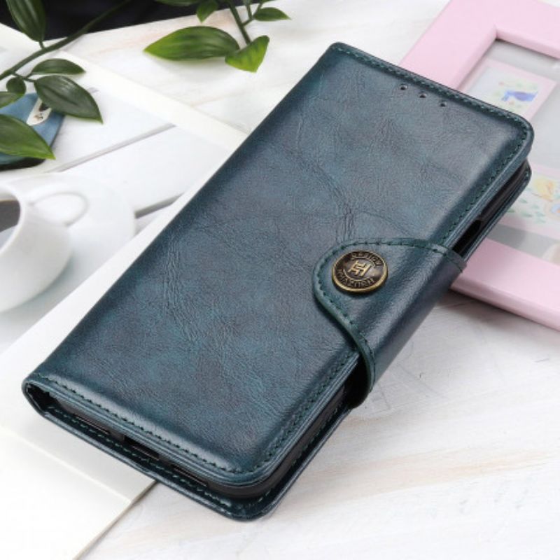 Etui Folio Oppo Reno 6 5g Guzik Ze Sztucznej Skóry W Stylu Vintage