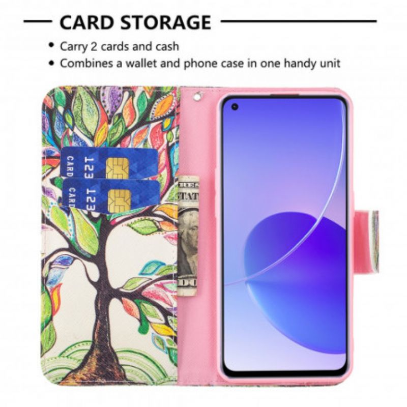 Etui Folio Oppo Reno 6 5g Kolorowe Drzewo