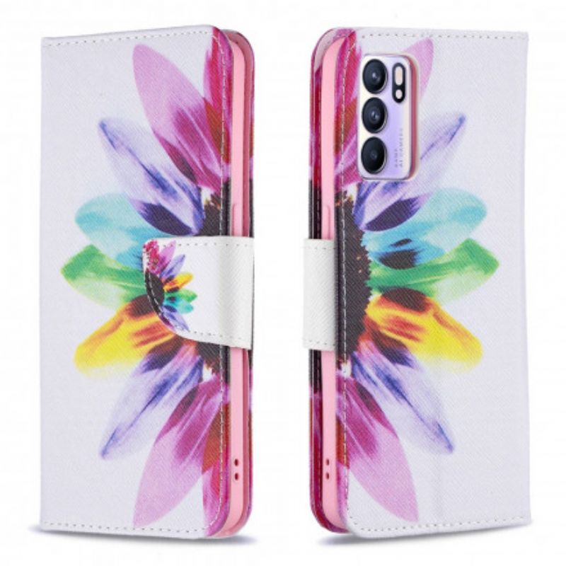 Etui Folio Oppo Reno 6 5g Kwiat Akwarela Etui Ochronne