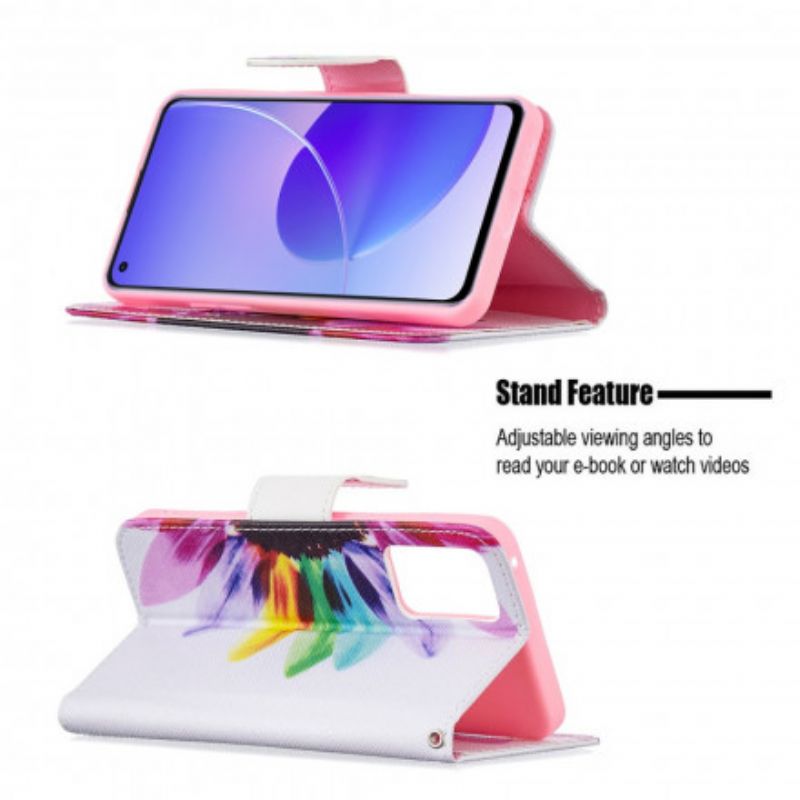 Etui Folio Oppo Reno 6 5g Kwiat Akwarela Etui Ochronne