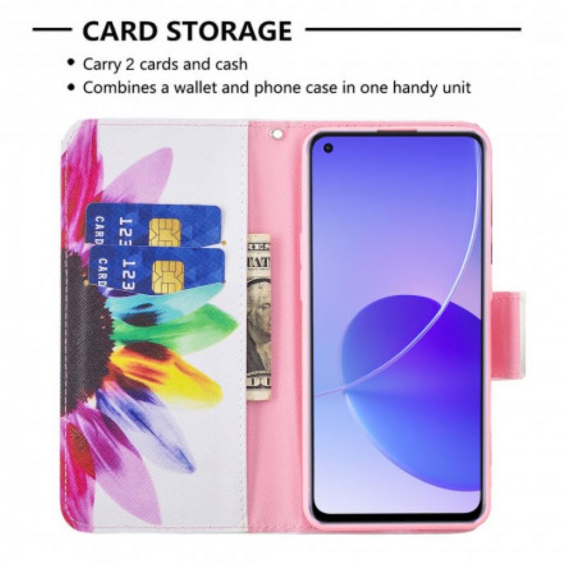 Etui Folio Oppo Reno 6 5g Kwiat Akwarela Etui Ochronne