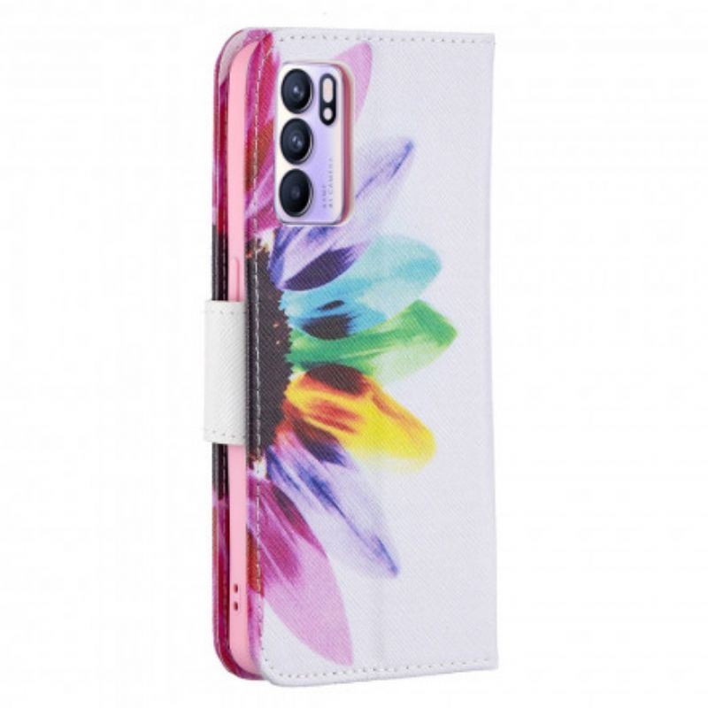 Etui Folio Oppo Reno 6 5g Kwiat Akwarela Etui Ochronne