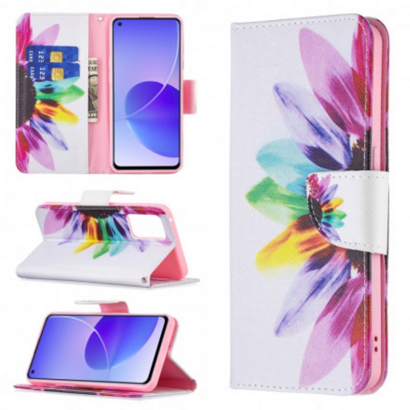 Etui Folio Oppo Reno 6 5g Kwiat Akwarela Etui Ochronne