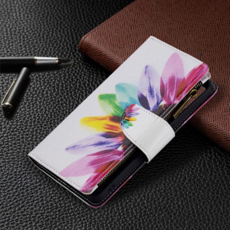 Etui Folio Oppo Reno 6 5g Kwiatowa Kieszeń Na Suwak