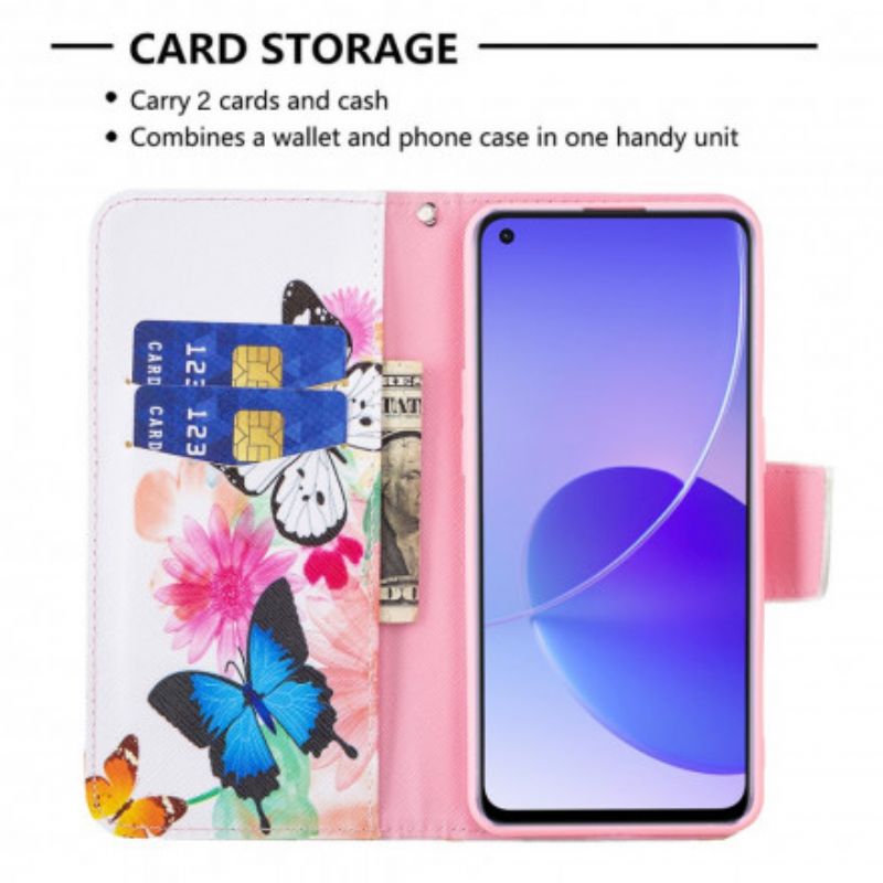 Etui Folio Oppo Reno 6 5g Malowane Motyle I Kwiaty