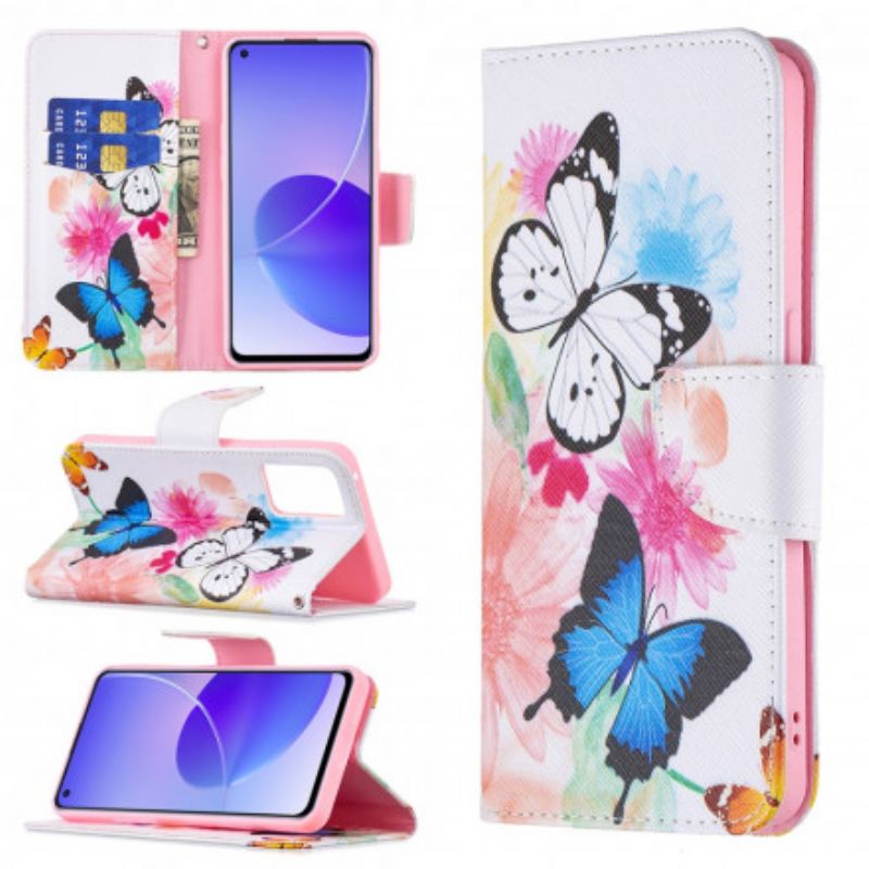 Etui Folio Oppo Reno 6 5g Malowane Motyle I Kwiaty