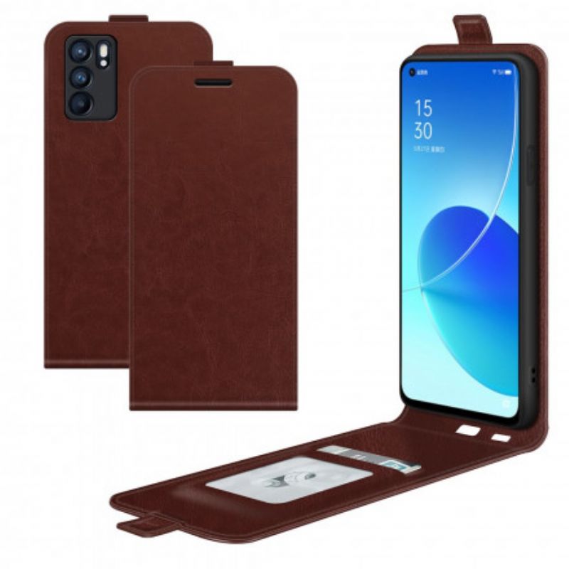 Etui Folio Oppo Reno 6 5g Pionowy Efekt Skóry Z Klapką Etui Ochronne