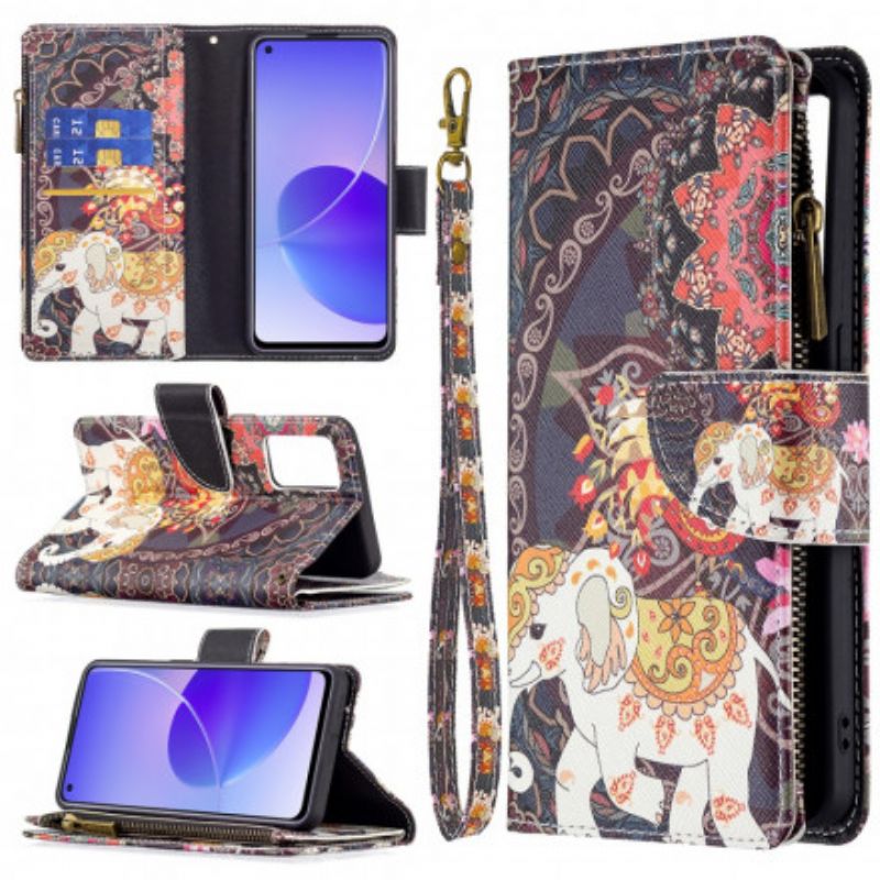 Etui Folio Oppo Reno 6 5g Słoń Zapinana Kieszeń Etui Ochronne