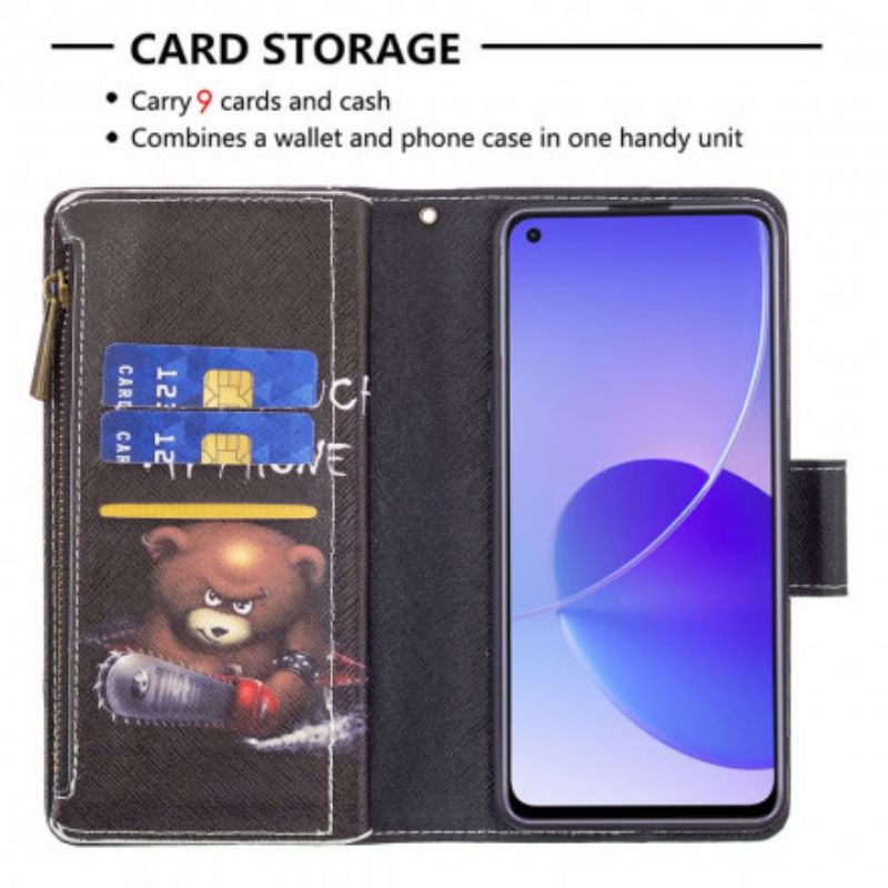 Etui Folio Oppo Reno 6 5g Zapinany Kieszonkowy Miś Etui Ochronne