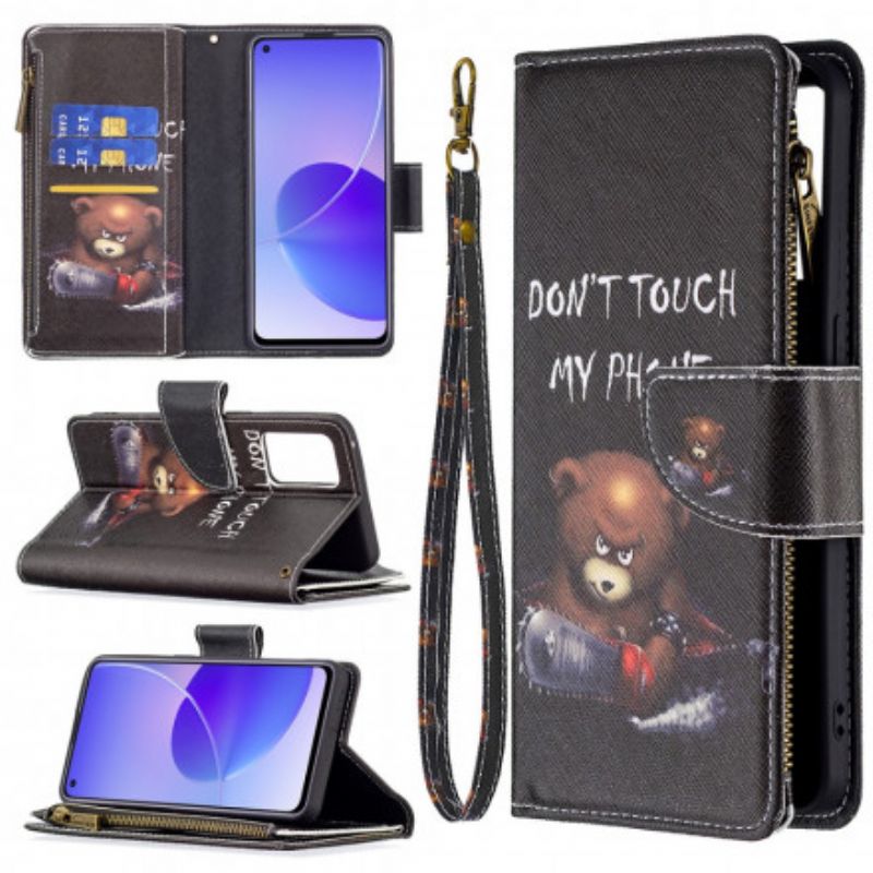 Etui Folio Oppo Reno 6 5g Zapinany Kieszonkowy Miś Etui Ochronne