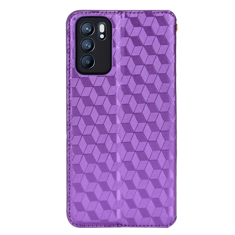 Flip Kotelot Oppo Reno 6 5g 3d Diamentowy Efekt Skóry Etui Ochronne