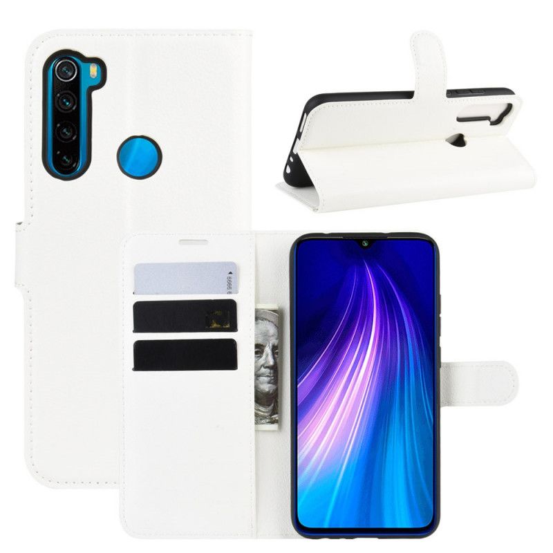 Etui Folio Xiaomi Redmi Note 8T Biały Czarny Klasyczny Etui Ochronne