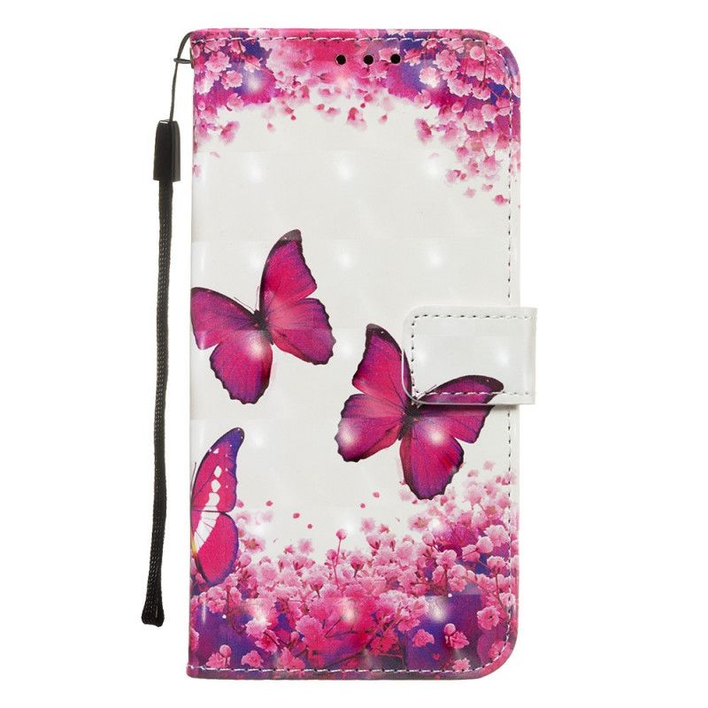 Etui Folio Xiaomi Redmi Note 8T Czerwone Motyle