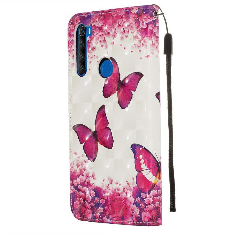 Etui Folio Xiaomi Redmi Note 8T Czerwone Motyle